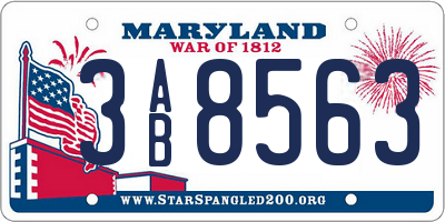 MD license plate 3AB8563