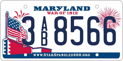 MD license plate 3AB8566