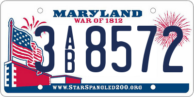 MD license plate 3AB8572