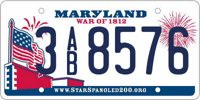 MD license plate 3AB8576