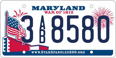 MD license plate 3AB8580