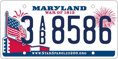 MD license plate 3AB8586