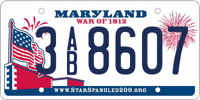MD license plate 3AB8607