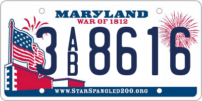 MD license plate 3AB8616