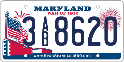 MD license plate 3AB8620