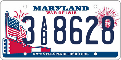 MD license plate 3AB8628