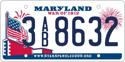 MD license plate 3AB8632