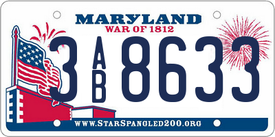 MD license plate 3AB8633