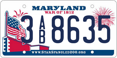 MD license plate 3AB8635