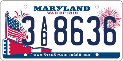 MD license plate 3AB8636