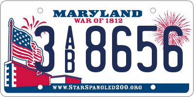 MD license plate 3AB8656