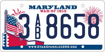 MD license plate 3AB8658