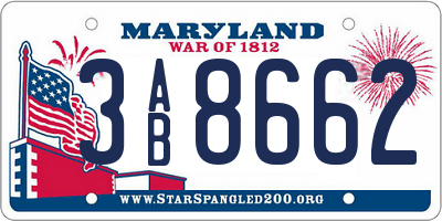 MD license plate 3AB8662