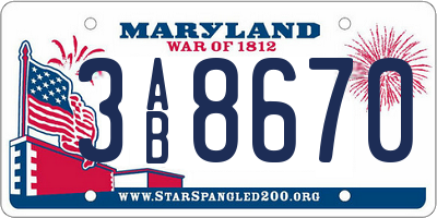 MD license plate 3AB8670