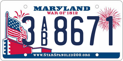 MD license plate 3AB8671