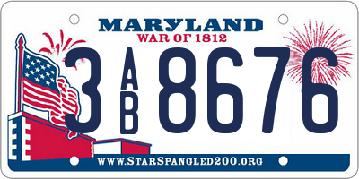 MD license plate 3AB8676