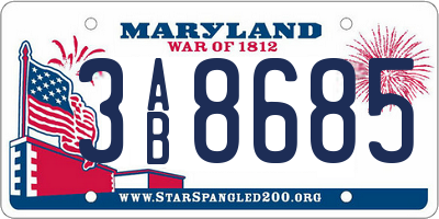 MD license plate 3AB8685