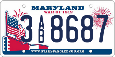 MD license plate 3AB8687