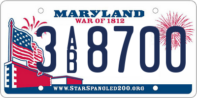 MD license plate 3AB8700