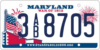 MD license plate 3AB8705