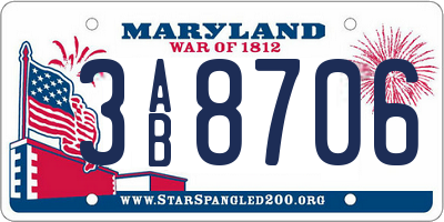 MD license plate 3AB8706