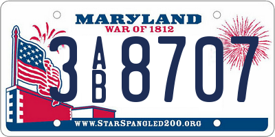 MD license plate 3AB8707