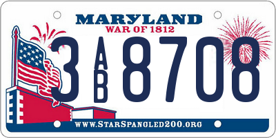 MD license plate 3AB8708