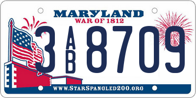 MD license plate 3AB8709