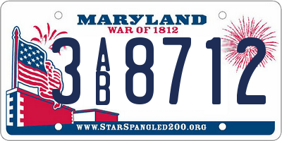MD license plate 3AB8712