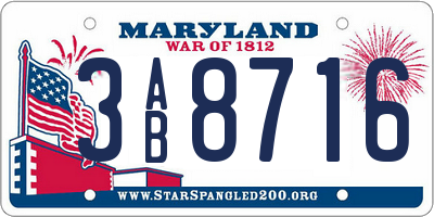 MD license plate 3AB8716