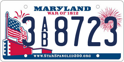 MD license plate 3AB8723