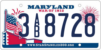 MD license plate 3AB8728