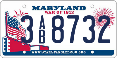 MD license plate 3AB8732