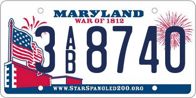 MD license plate 3AB8740