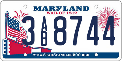 MD license plate 3AB8744