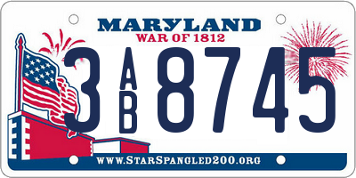 MD license plate 3AB8745