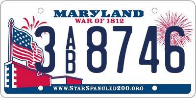 MD license plate 3AB8746