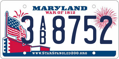 MD license plate 3AB8752