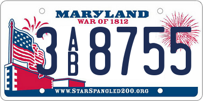 MD license plate 3AB8755