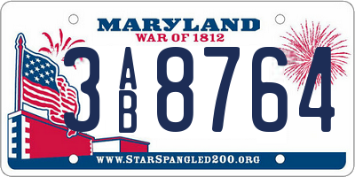 MD license plate 3AB8764