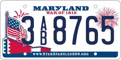 MD license plate 3AB8765