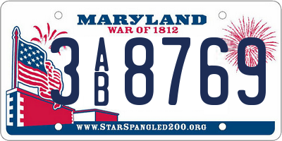 MD license plate 3AB8769