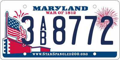 MD license plate 3AB8772