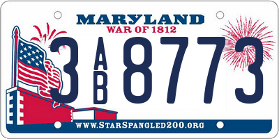 MD license plate 3AB8773