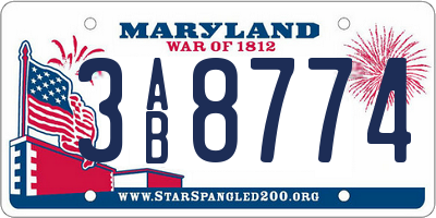 MD license plate 3AB8774