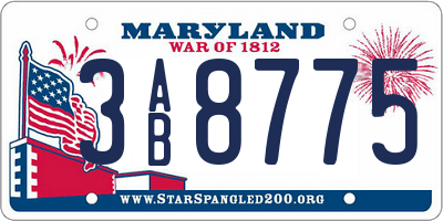 MD license plate 3AB8775