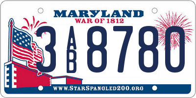 MD license plate 3AB8780