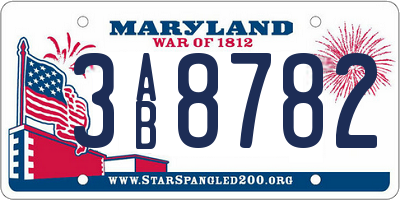 MD license plate 3AB8782