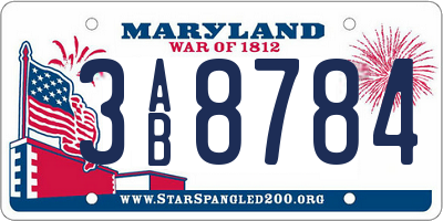 MD license plate 3AB8784