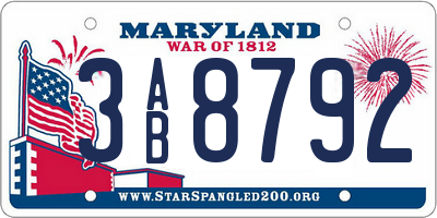 MD license plate 3AB8792